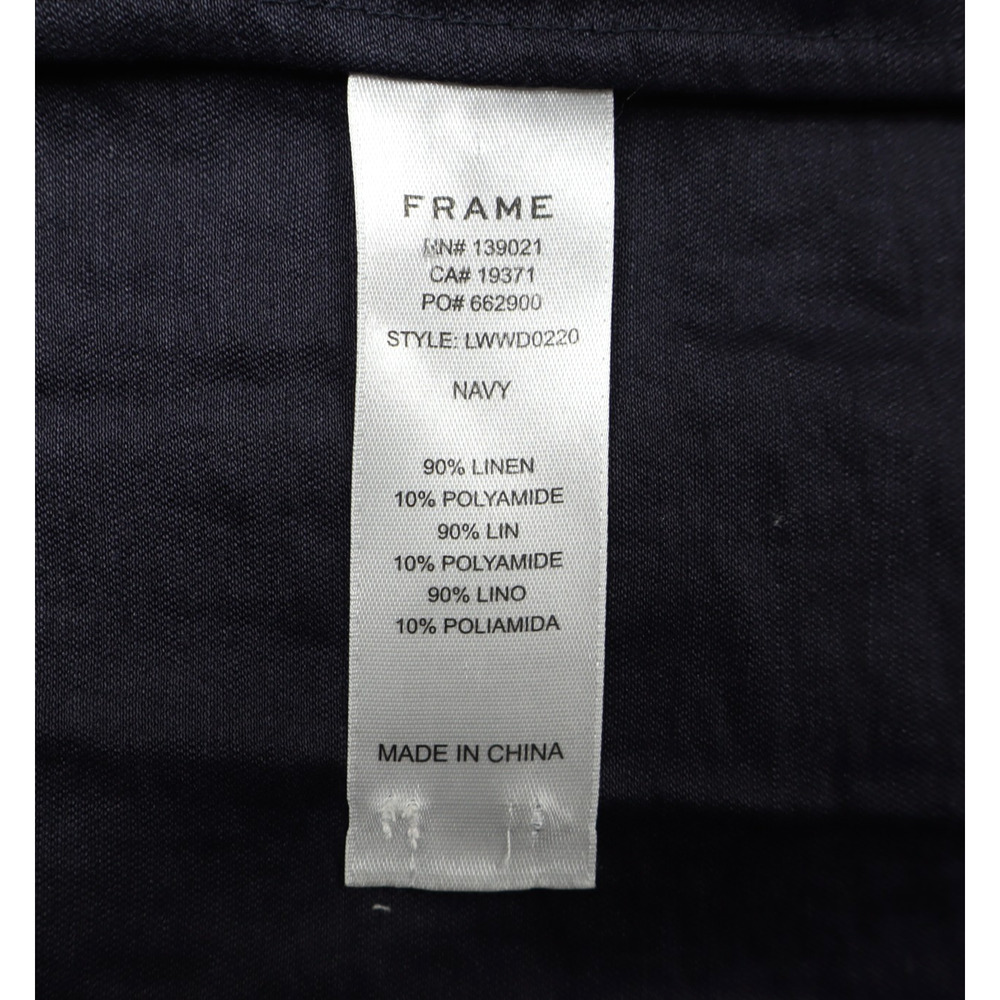 Frame Women's Linen Button Down Long Sleeve Navy Coastal Dress Sz S - Picture 5 of 7
